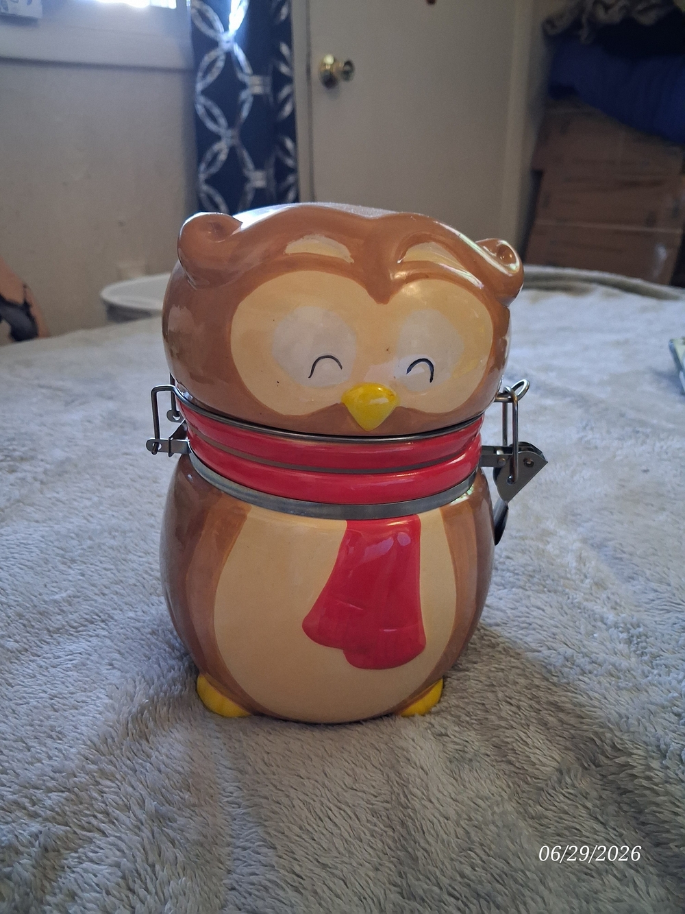 Conagra Brands Ceramic Owl Cookie Jar Airtight Locking Lid
